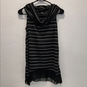 NWT French Laundry Black and Gray Striped Blouse